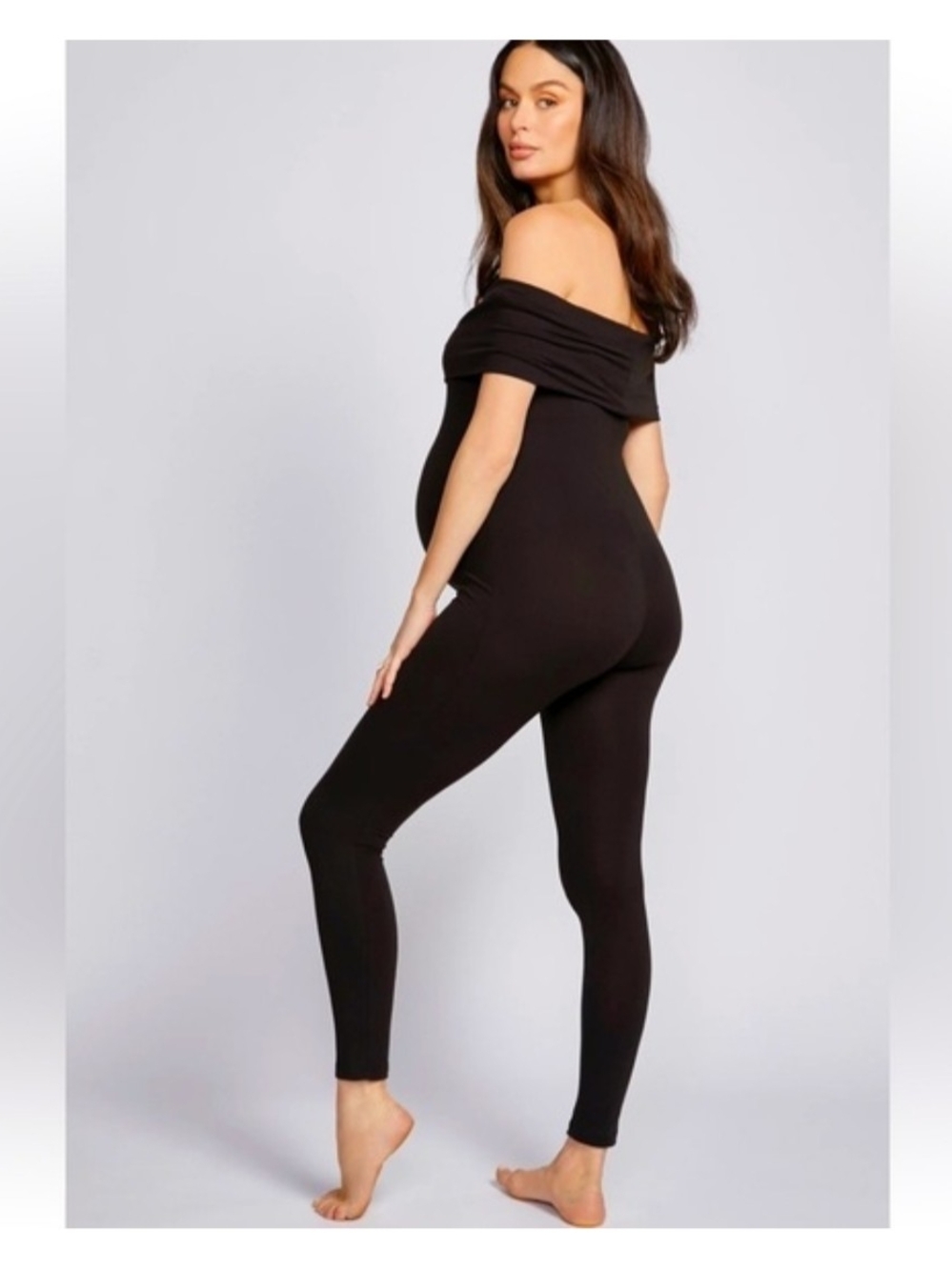 Bumpsuit Off-Shoulder Maternity Jumpsuit - Black